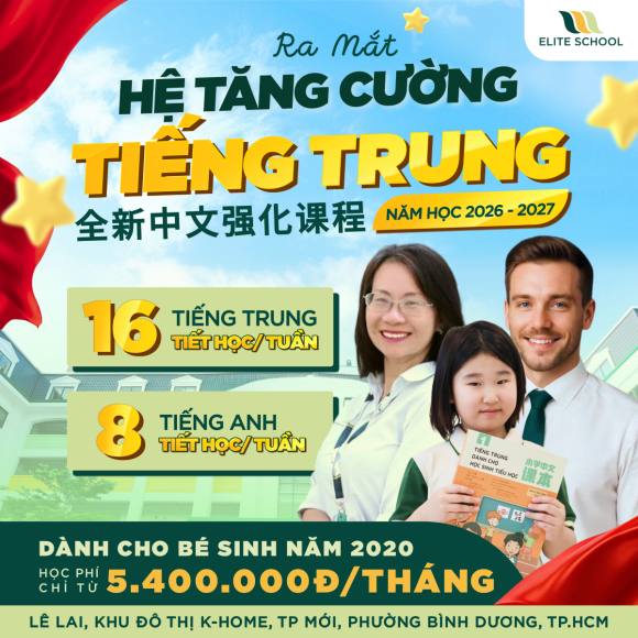 CHÍNH THỨC RA MẮT: HỆ TĂNG CƯỜNG TIẾNG TRUNG - DÀNH CHO HỌC SINH LỚP 1 (Sinh năm 2020)